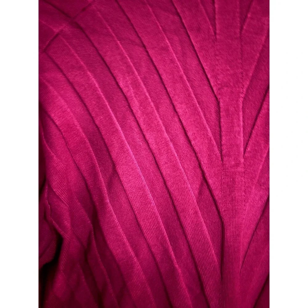 INC International Concepts Magenta Purple Surplice V-Neck Pleated Sweater Large